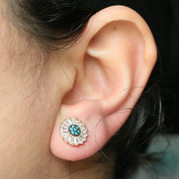 Sterling Silver Nano Turquoise & Cubic Zirconia - Picture 2 of 8